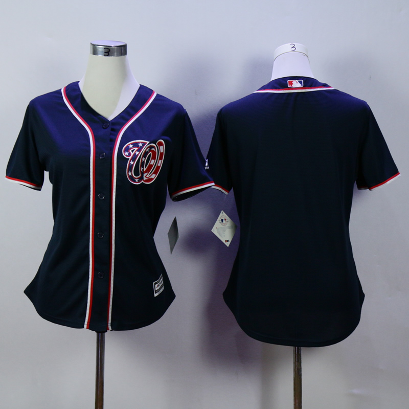 Women Washington Nationals Blank Blue MLB Jerseys->washington nationals->MLB Jersey